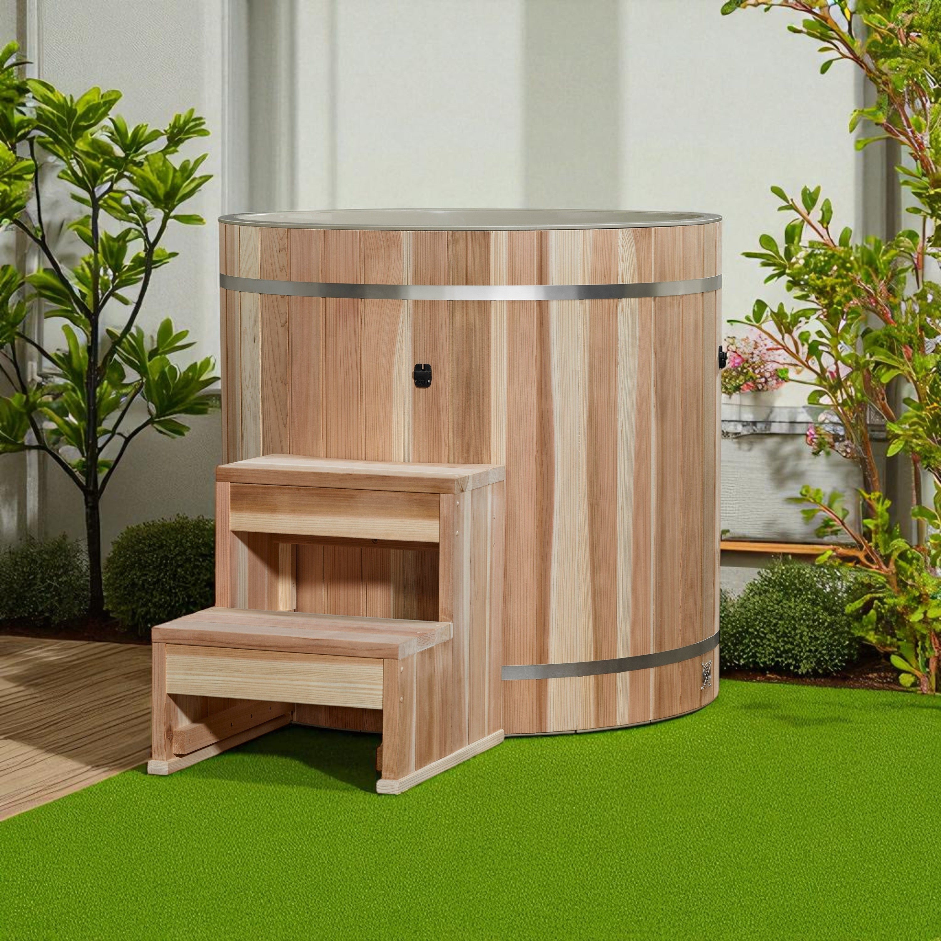 Dynamic Cold Therapy (DCT) Barrel Tub Plastic with Pacific Cedar Exterior