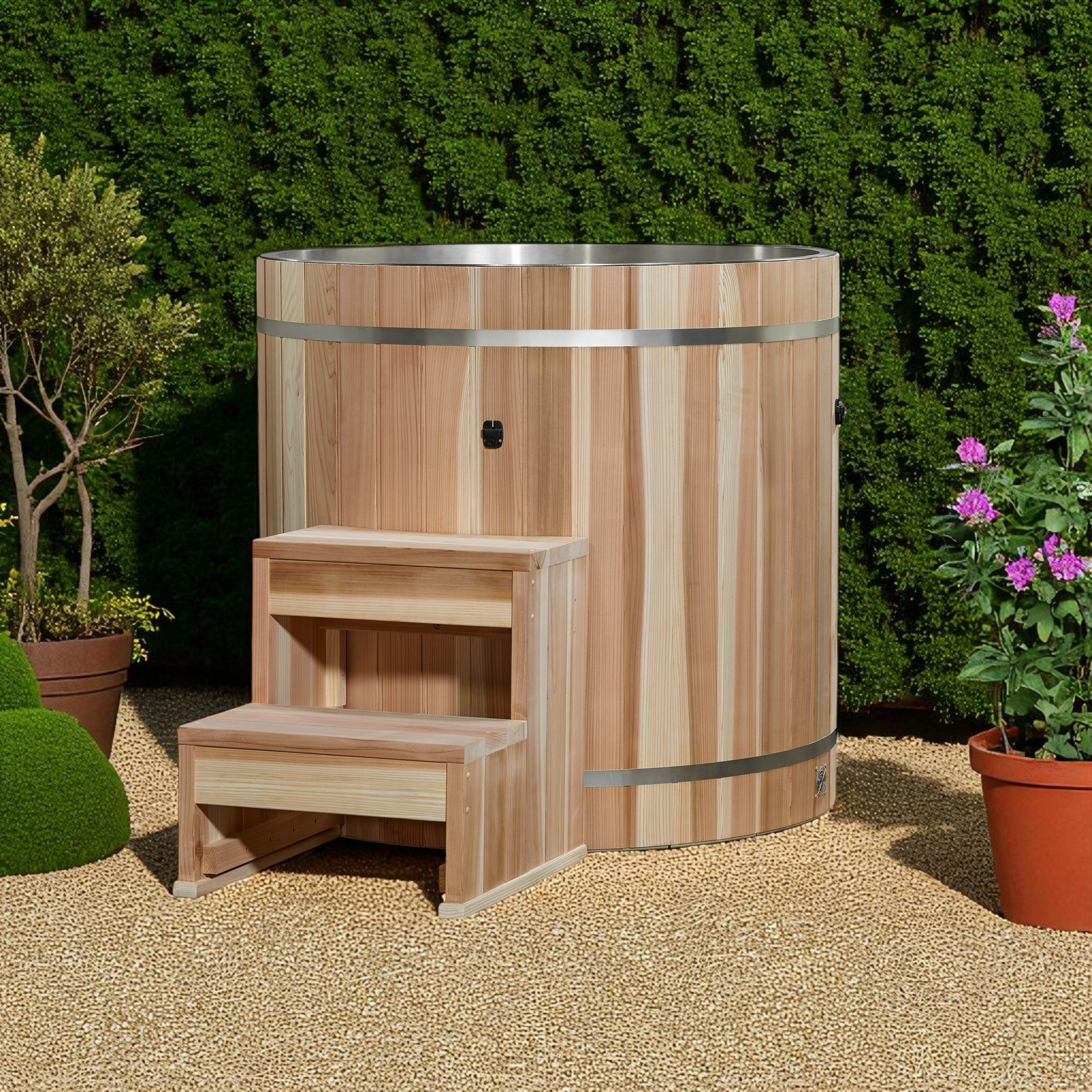 Dynamic Cold Therapy (DCT) Barrel Tub (304) Stainless Steel with Pacific Cedar Exterior