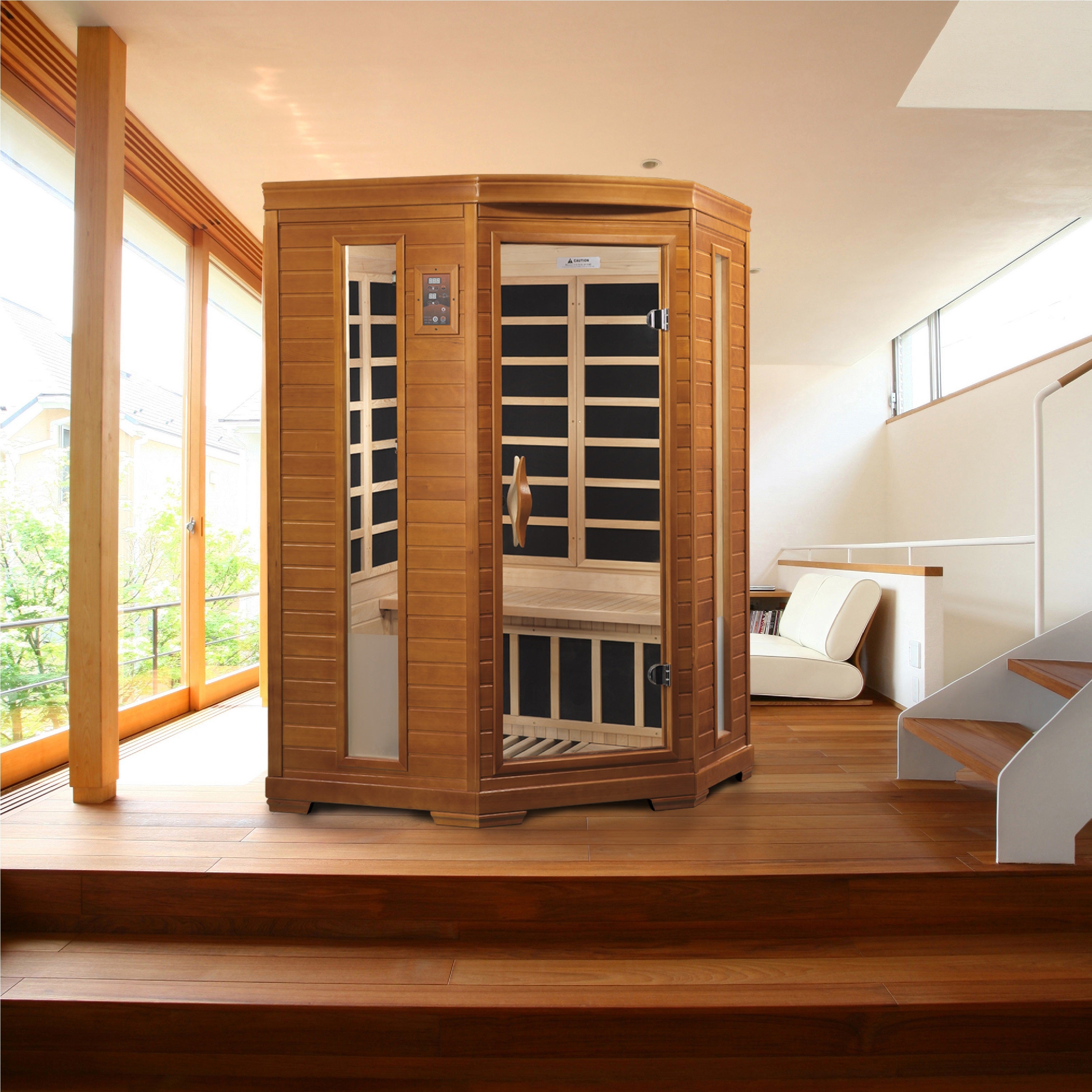 Golden Designs Dynamic "Heming" 2-person Corner Low EMF (Under 8MG) FAR Infrared Sauna