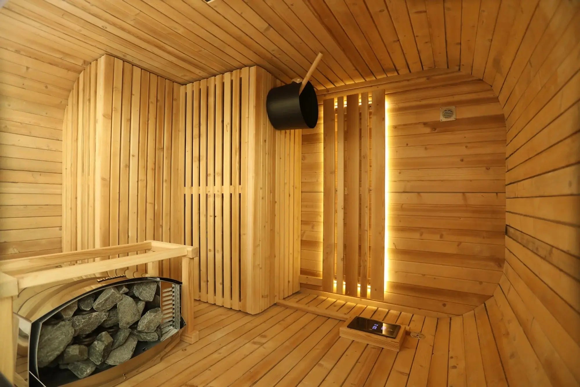 Carbonized Spruce Traditional Steam Outdoor Square Sauna for 1–2 Persons, Compact Home Spa Sauna Kit with Tempered Glass Door