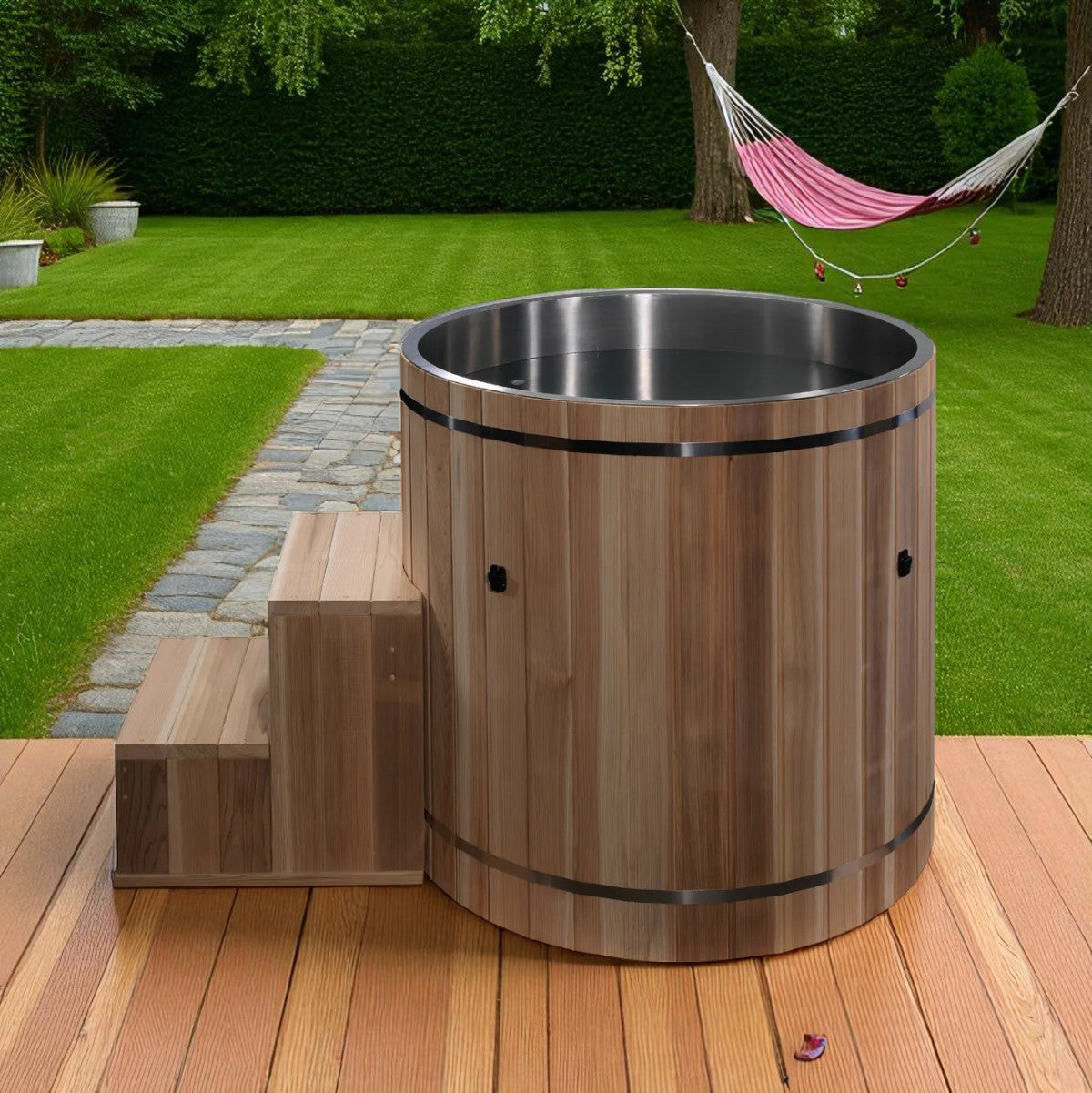 Golden Designs DCT Barrel Spa Ultra Stainless Steel with Pacific Cedar Exterior