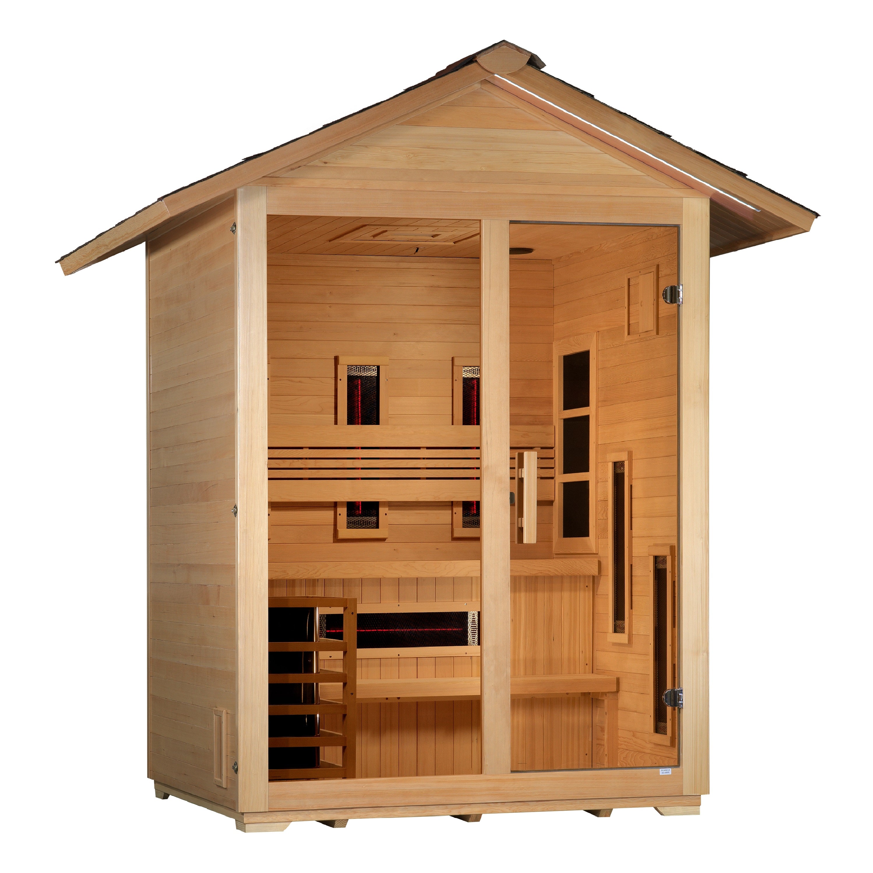 Golden Designs "Carinthia" 3-Person Hybrid (PureTech™ Full Spectrum IR or Traditional Stove) Outdoor Sauna