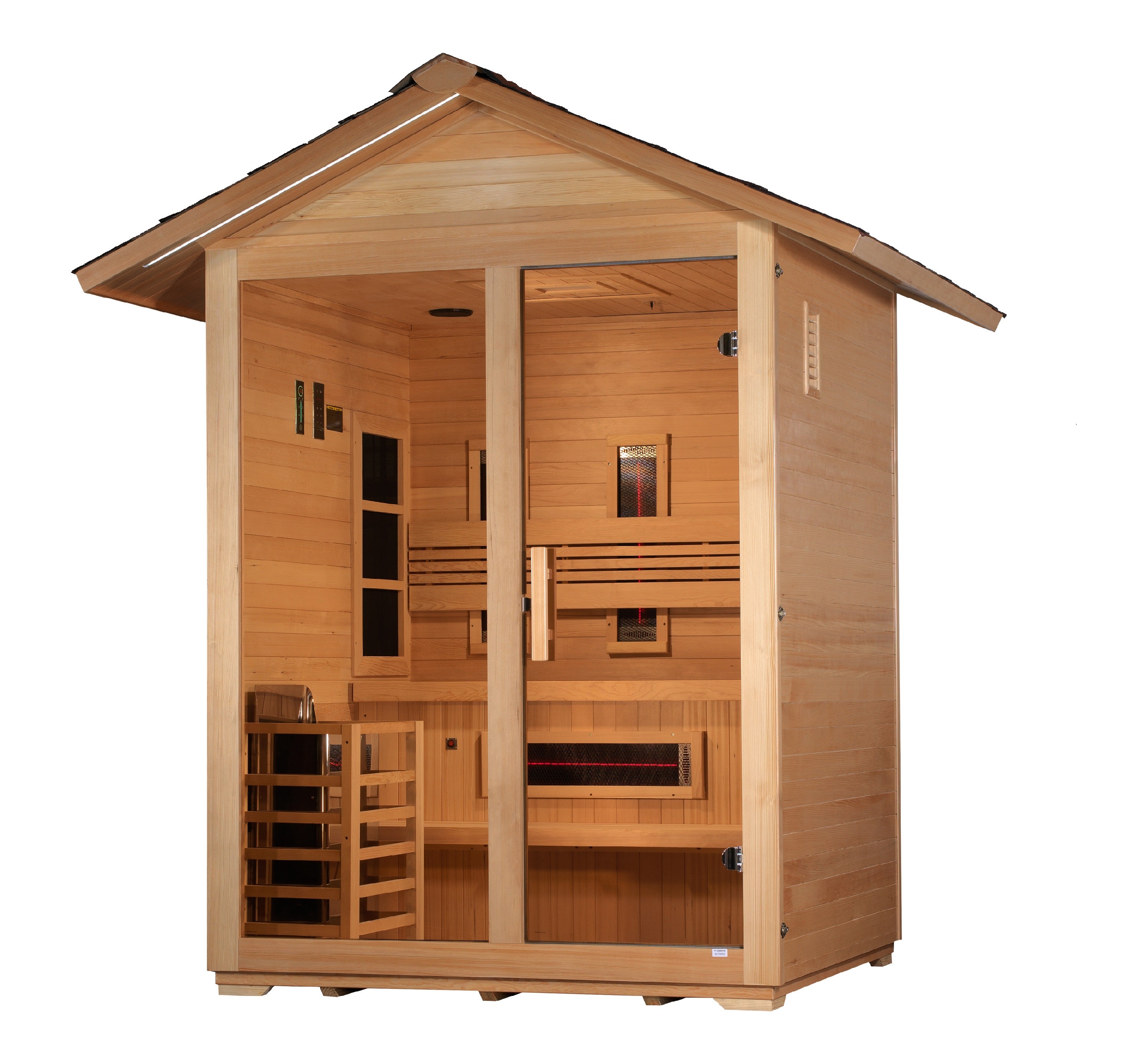 Golden Designs "Carinthia" 3-Person Hybrid (PureTech™ Full Spectrum IR or Traditional Stove) Outdoor Sauna