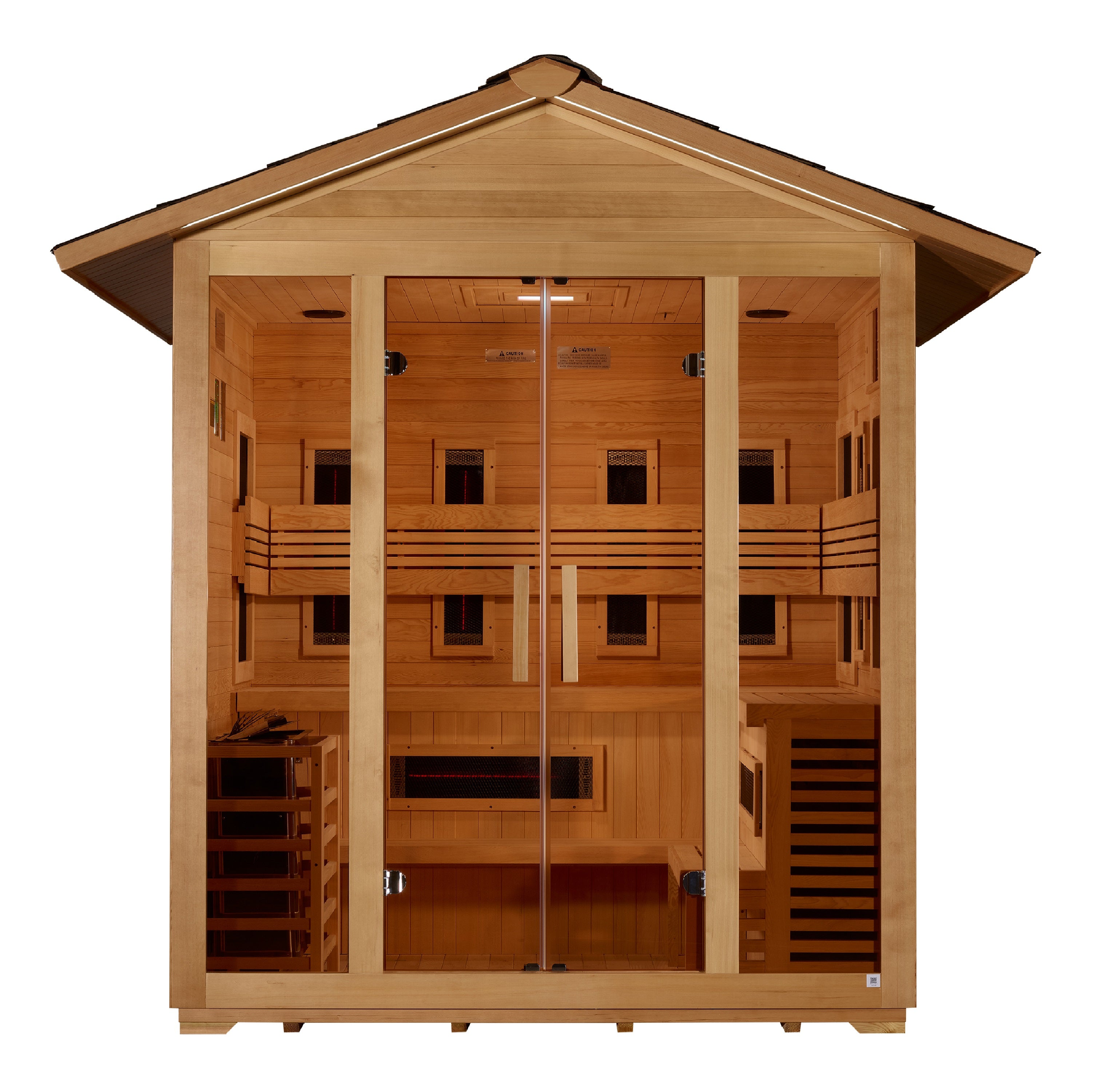 Golden Designs "Gargellen" 5-Person Hybrid (PureTech™ Full Spectrum IR or Traditional Stove) Outdoor Sauna