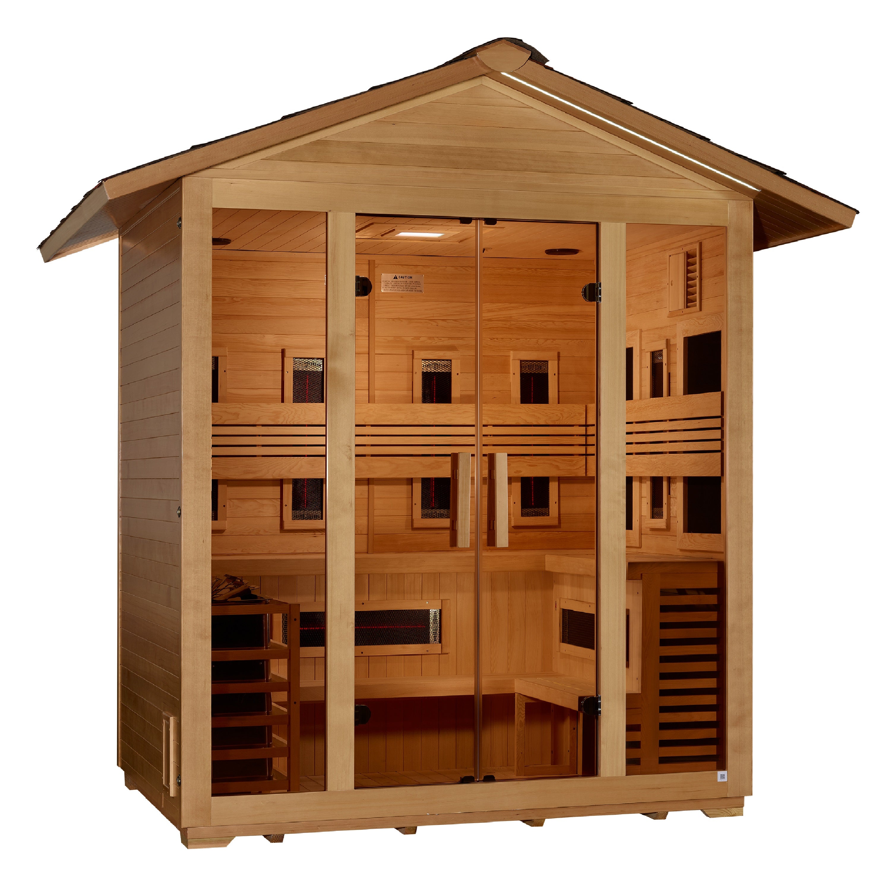 Golden Designs "Gargellen" 5-Person Hybrid (PureTech™ Full Spectrum IR or Traditional Stove) Outdoor Sauna
