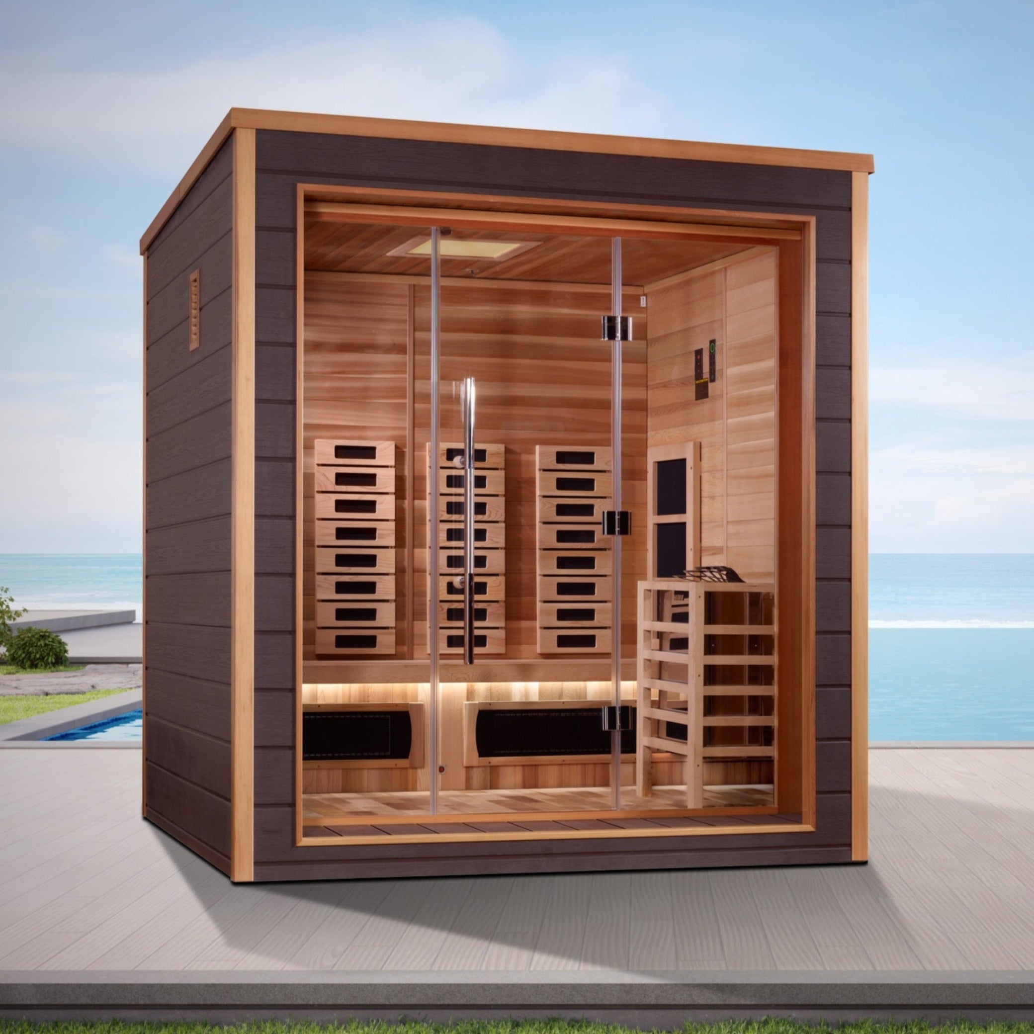Golden Designs Visby 3 Person Outdoor-Indoor PureTech™ Hybrid Full Spectrum Sauna (GDI-8223-01)