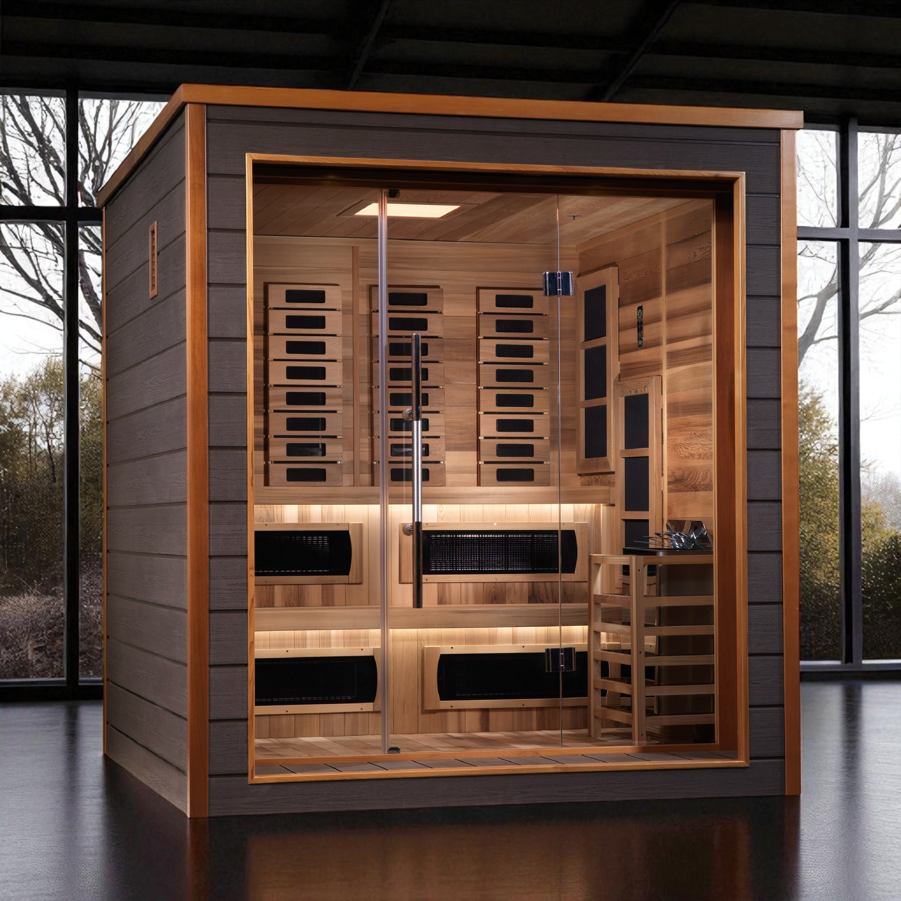 Golden Designs Karlstad 6 Person Outdoor-Indoor PureTech™ Hybrid Full Spectrum Sauna (GDI-8226-01)