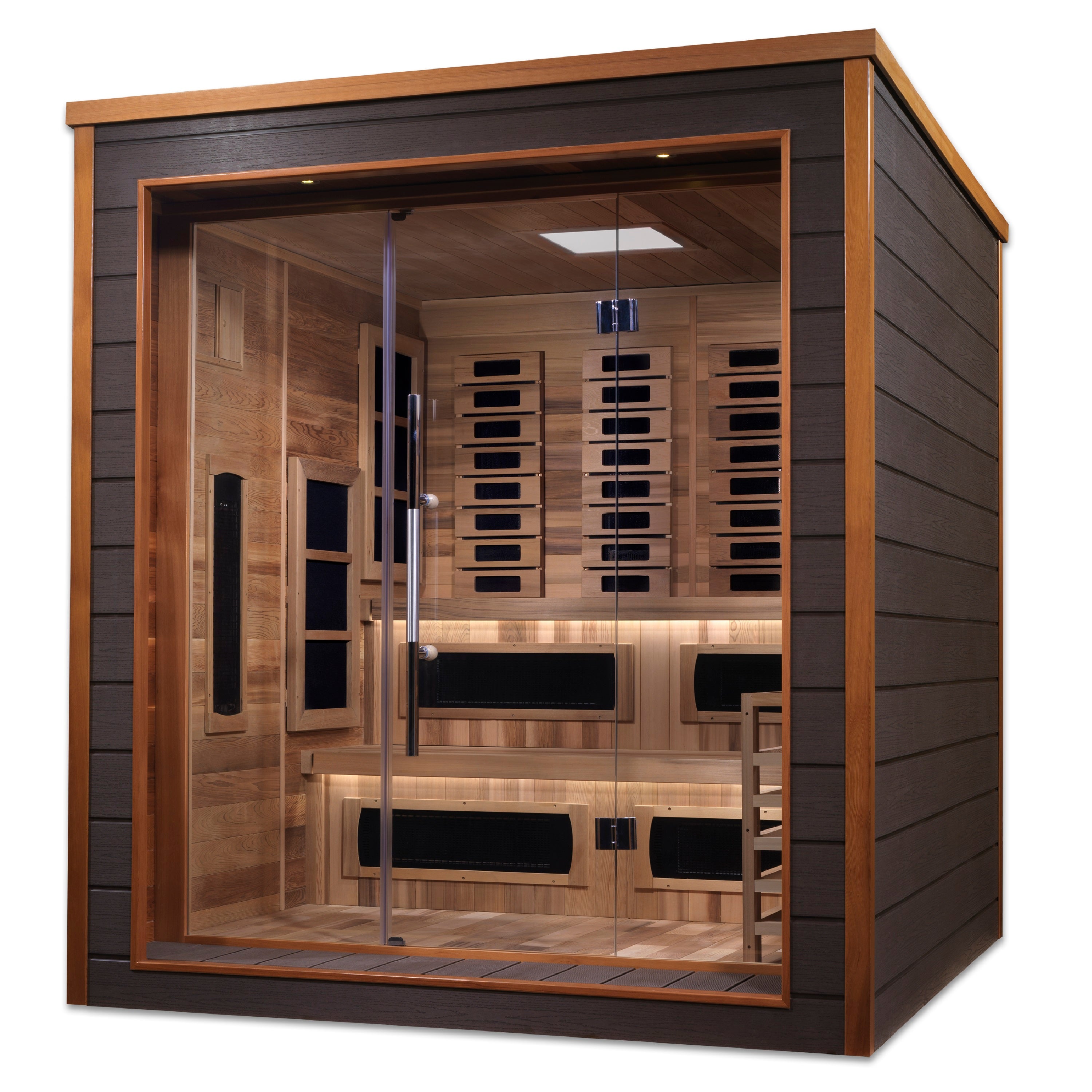 Golden Designs "Karlstad" 6 Person Hybrid (PureTech™ Full Spectrum IR or Traditional Stove) Outdoor Sauna