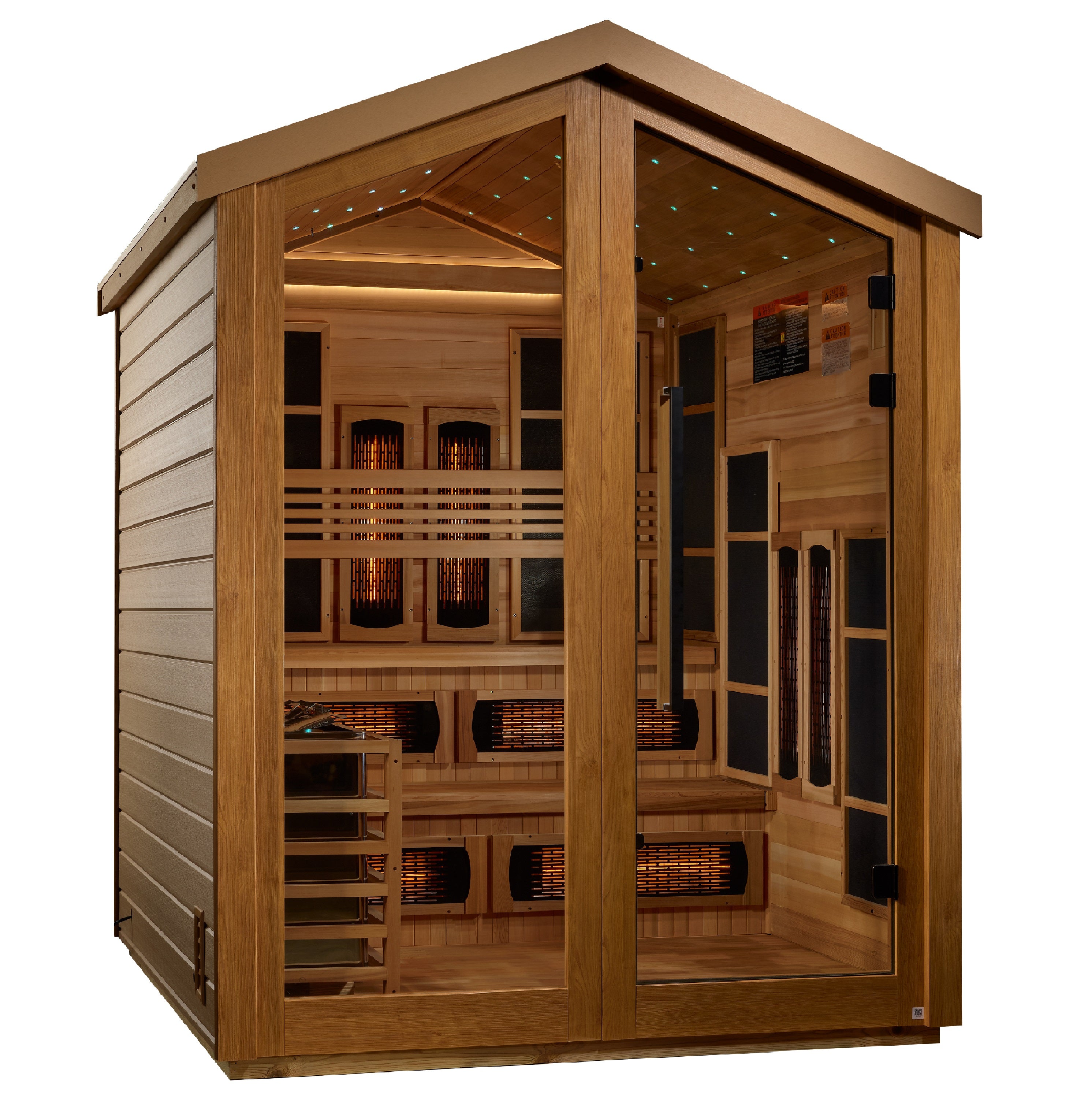 Golden Designs "Kaskinen" 6-Person Hybrid PureTech™ Full Spectrum IR or Traditional Stove Outdoor Sauna