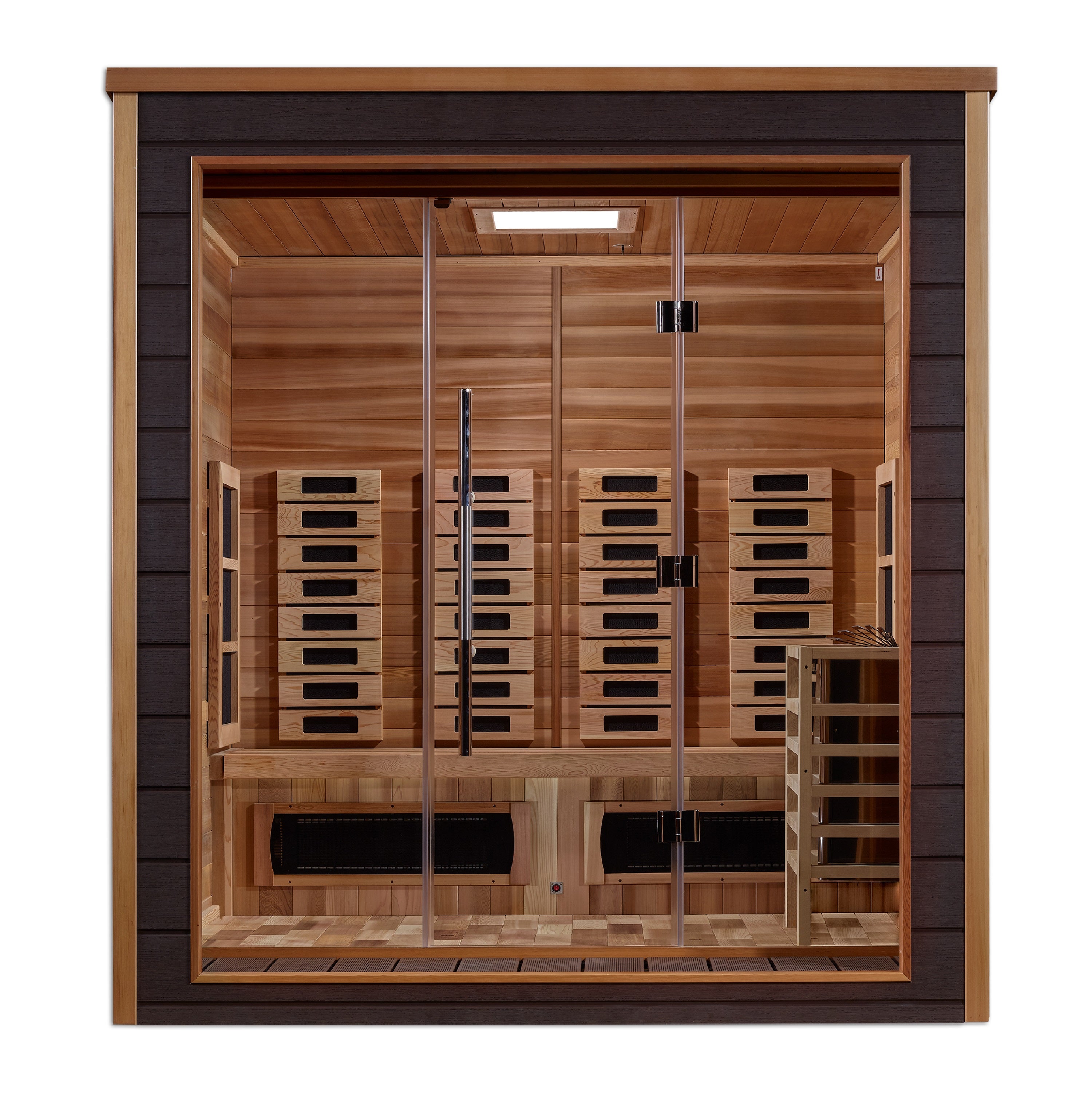 Golden Designs "Visby" 3-Person Hybrid (PureTech™ Full Spectrum IR or Traditional Stove) Outdoor Sauna