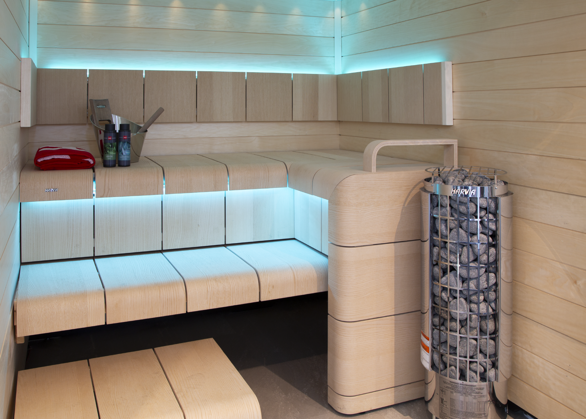 Harvia Cilindro Half Series 8kW Stainless Steel Sauna Heater at 240V 1PH with Built-In Time and Temperature Controls