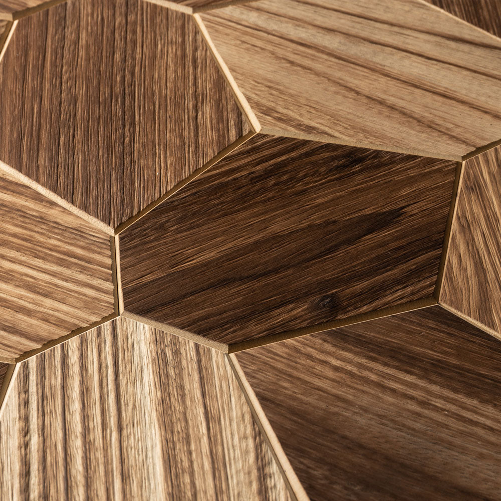 EmotionWood Hexagon Abachi Yakisugi Brushed Wall Panel