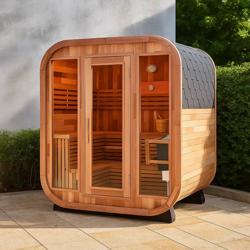 4–6 Person Traditional Red Cedar Sauna – Outdoor Steam Sauna with 9kW Heater