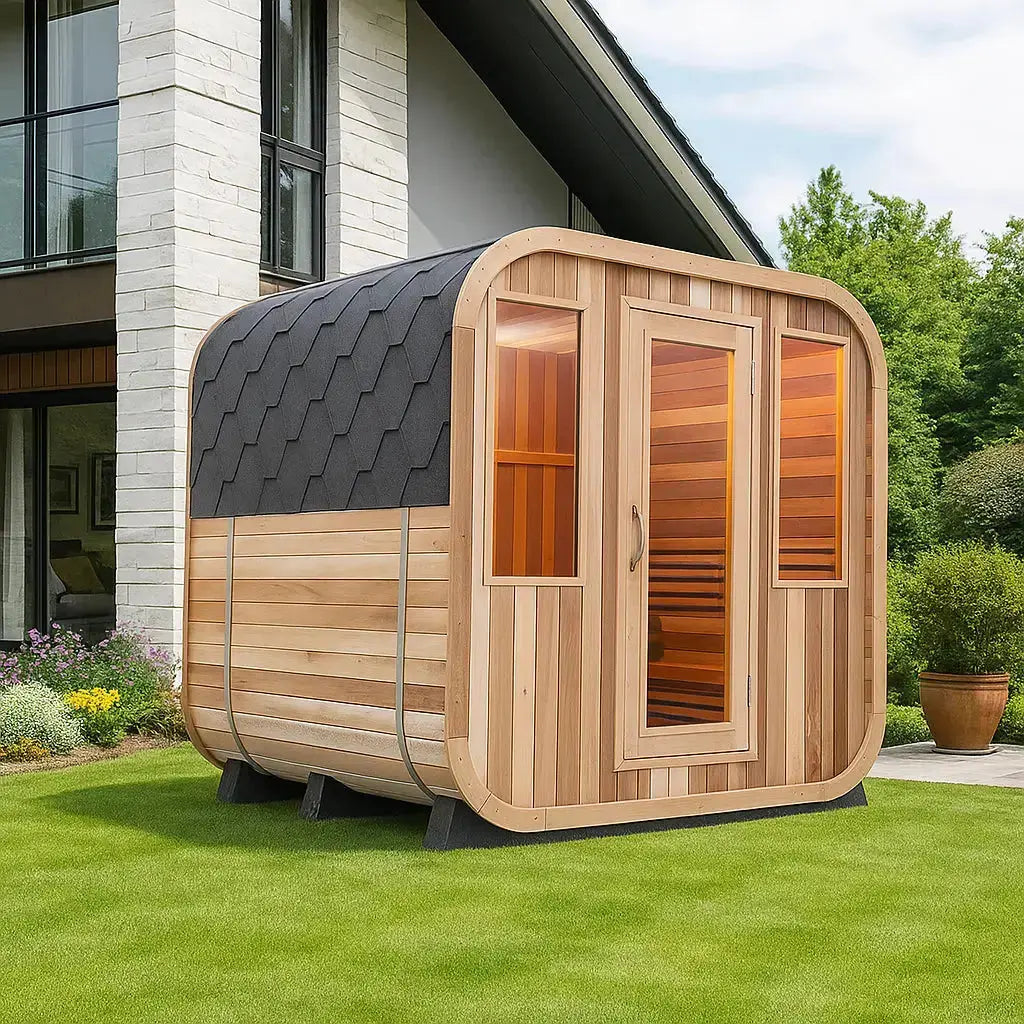 Outdoor Patchwork Red Cedar Square Sauna