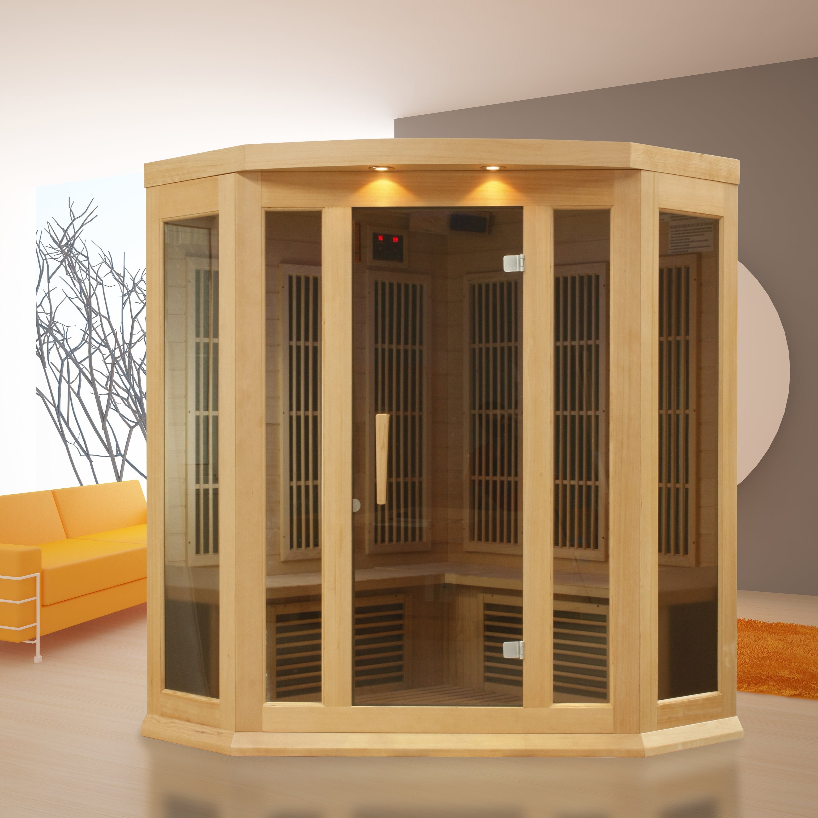 Golden Designs Maxxus 3-Person Corner Low EMF (Under 8MG) FAR Infrared Sauna