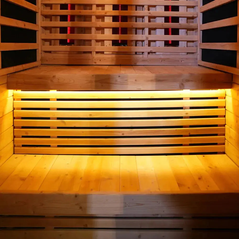Outdoor Far Infrared Sauna – Carbonized Spruce Wood, Dark Tea-Tinted Glass
