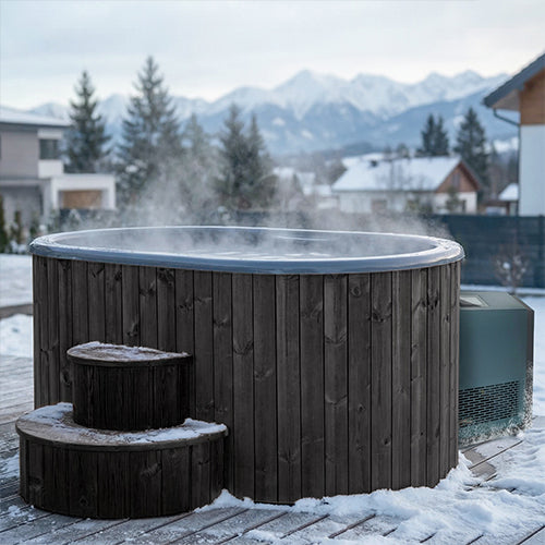 SaunaLife Model S2BC Package 2-Person Immersion Tub and Combination Water Chiller/Heater | Black Color
