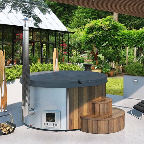 SaunaLife Model S4N Soak Series Home Wood-Burning Hot Tub | Natural Color, Up to 6 Persons