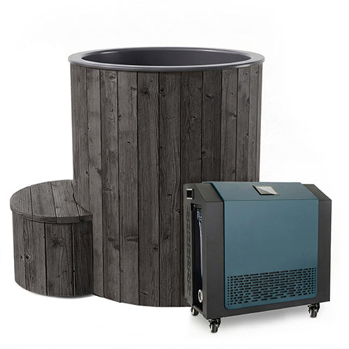 SaunaLife Model S1BC Package 1-Person Immersion Tub and Combination Water Chiller/Heater | Black Color