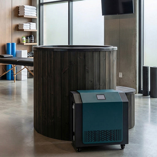 SaunaLife Model S1BC Package 1-Person Immersion Tub and Combination Water Chiller/Heater | Black Color