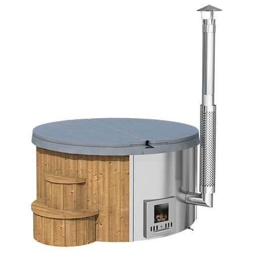 SaunaLife Model S4N Soak Series Home Wood-Burning Hot Tub | Natural Color, Up to 6 Persons