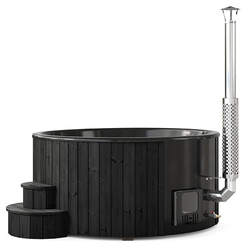 SaunaLife Model S6B Soak Series Home Wood-Burning Hot Tub | Black Color, Up to 7 Persons