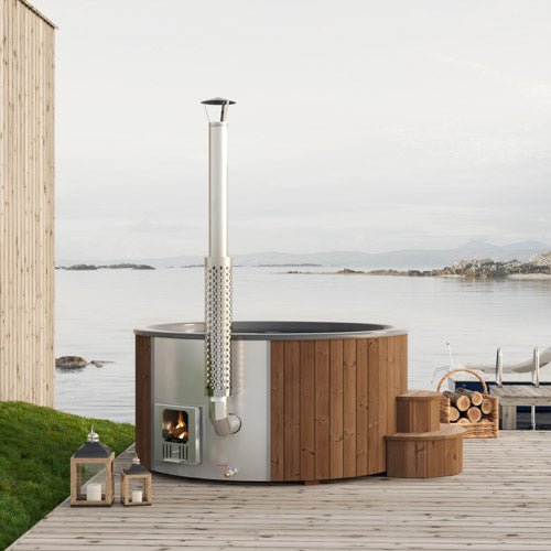 SaunaLife Model S6N Soak Series Home Wood-Burning Hot Tub | Natural Color, Up to 7 Persons