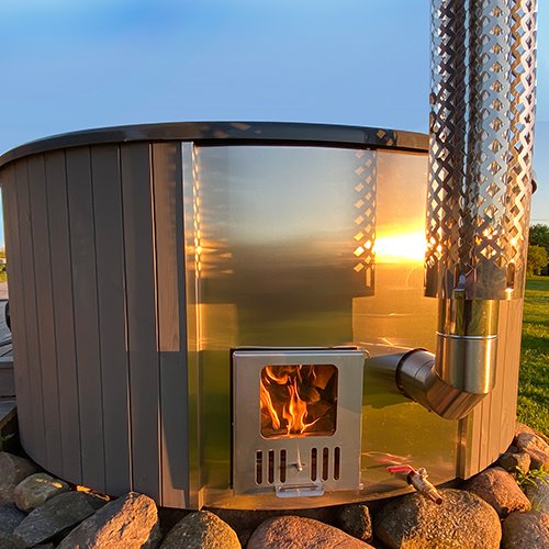 SaunaLife Model S4N Soak Series Home Wood-Burning Hot Tub | Natural Color, Up to 6 Persons