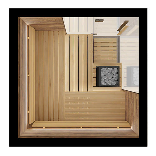 ThermaSol Astra Sauna Cabin | Indoor Sauna, Left Door, Transparent Glass with Virta 9kW Heater & CX45 Digital Control