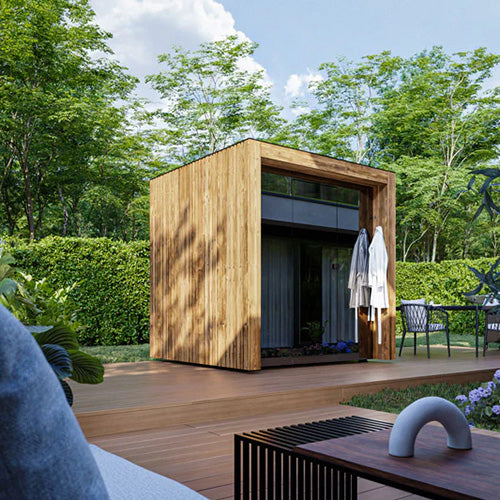 ThermaSol Fortis Sauna Cabin | Outdoor Sauna, Left Door, Dark Grey Glass with Virta 8kW Heater & CX45 Digital Control