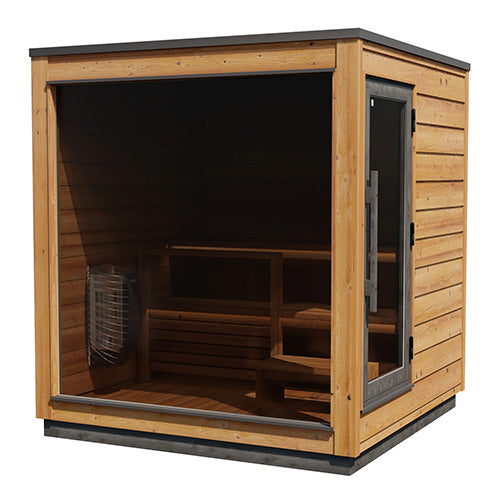 ThermaSol Nordic Dawn Sauna Cabin | Outdoor Sauna, Right Door, 9.0kw Spirit Heater w/WiFi, CX45 Digital Control