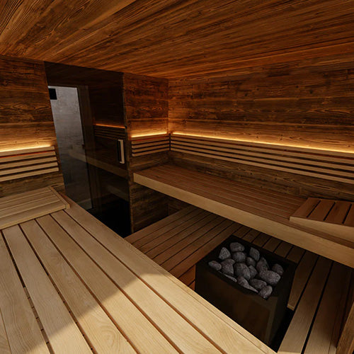 ThermaSol Ombra Sauna Cabin | Outdoor Sauna, Door Left, Bronze Glass with Virta 10.5kW Heater & CX45 Digital Control