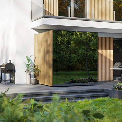 ThermaSol Spectra Sauna Cabin | Outdoor Sauna, Dark Grey Glass with Virta 8kW Heater & CX45 Digital Control