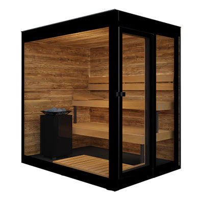 ThermaSol Vera Sauna Cabin | Outdoor Sauna, Left Door, Dark Grey Glass with Virta 8kW Heater & CX45 Digital Control