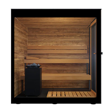 ThermaSol Vera Sauna Cabin | Outdoor Sauna, Left Door, Dark Grey Glass with Virta 8kW Heater & CX45 Digital Control