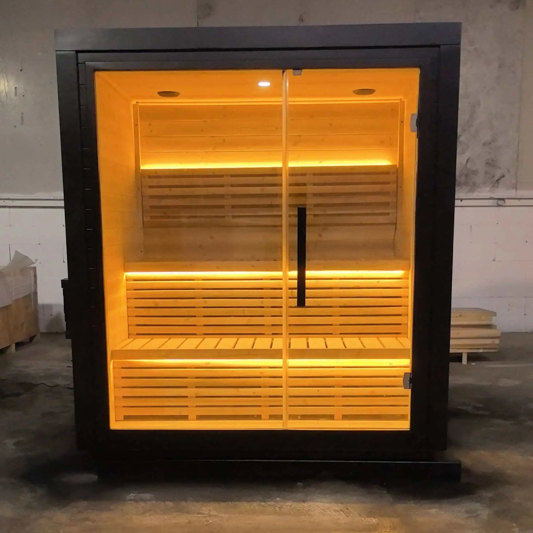 Black Outdoor Spruce Sauna Room for 4-6 People