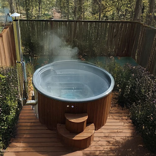 SaunaLife Model S4N Soak Series Home Wood-Burning Hot Tub | Natural Color, Up to 6 Persons