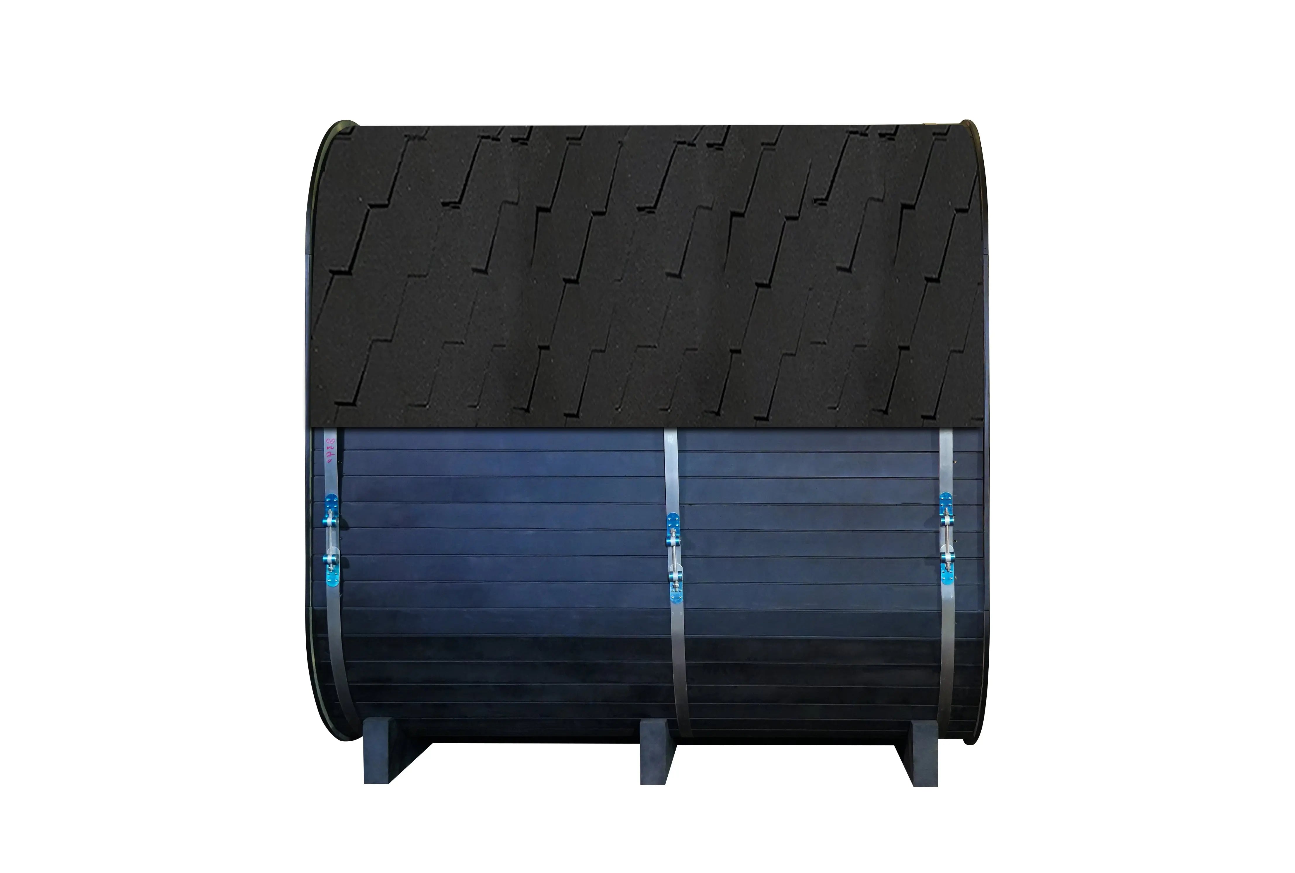 Outdoor Traditional Square Steam Sauna, Carbonized Spruce Wood Sauna Room with Weatherproof Asphalt Shingle Roof, Home Spa Sauna Kit with Tempered Glass Door & Sauna Accessories