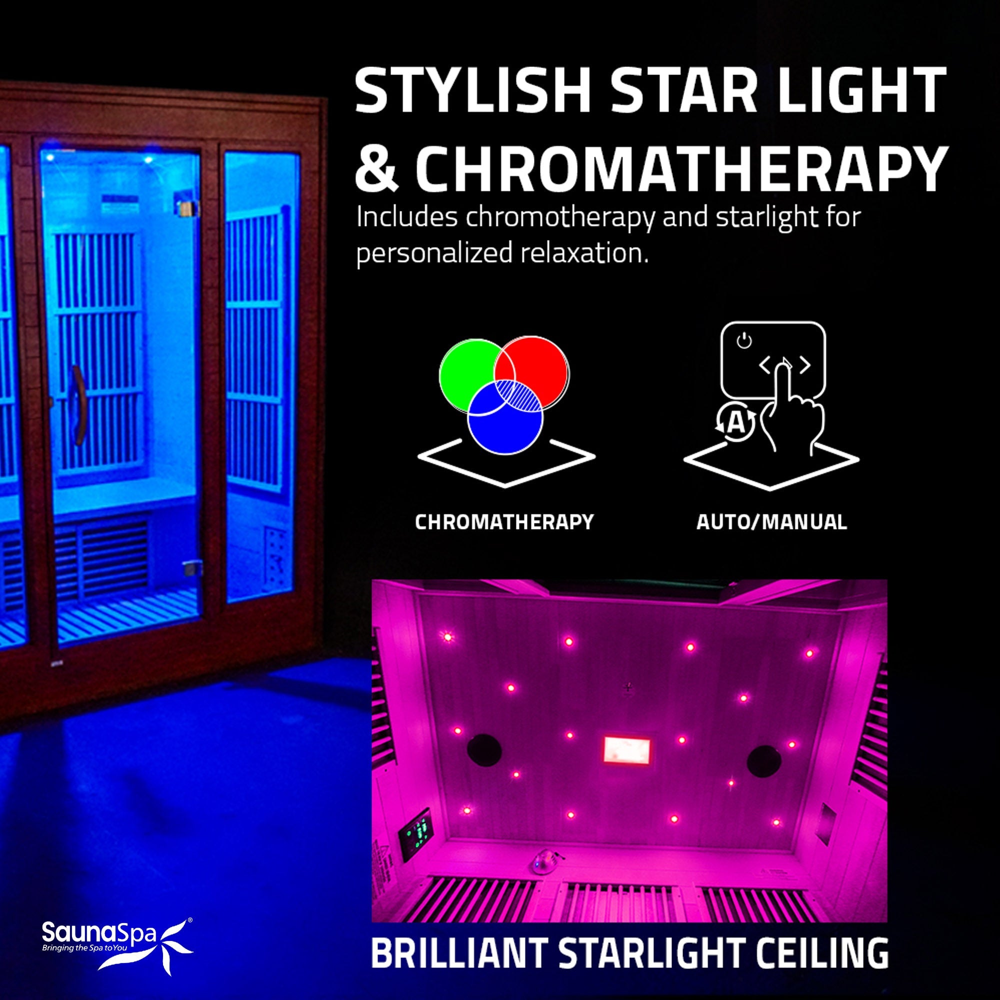 Maldives 3- Person Indoor Hemlock Wooden Carbon FAR Infrared Home Sauna Room with LED Touch Control Panel and Heater