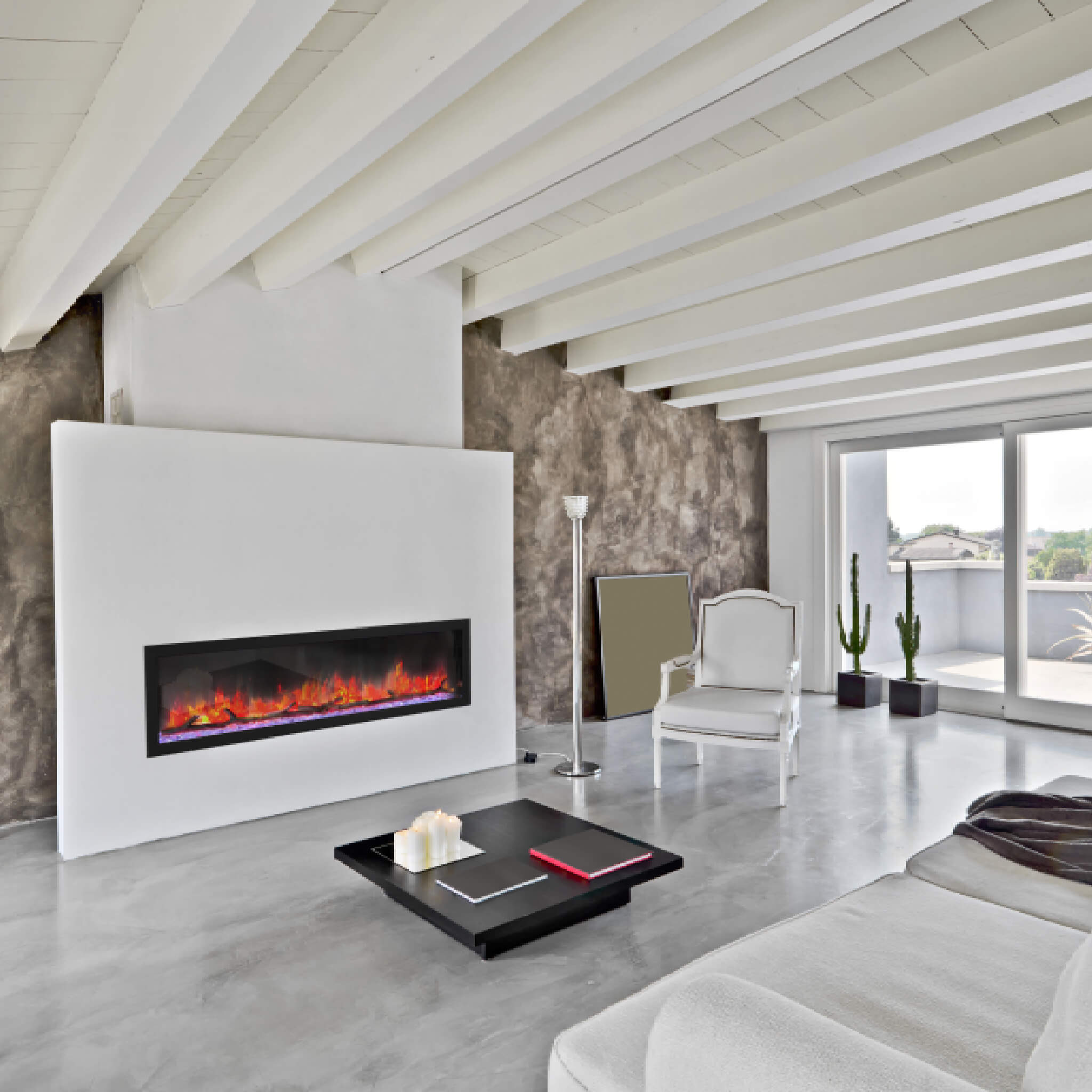Dynasty Cascade 64" Smart Linear Electric Fireplace With Front Facing Heater [DY-BTX64] (SAK15932)