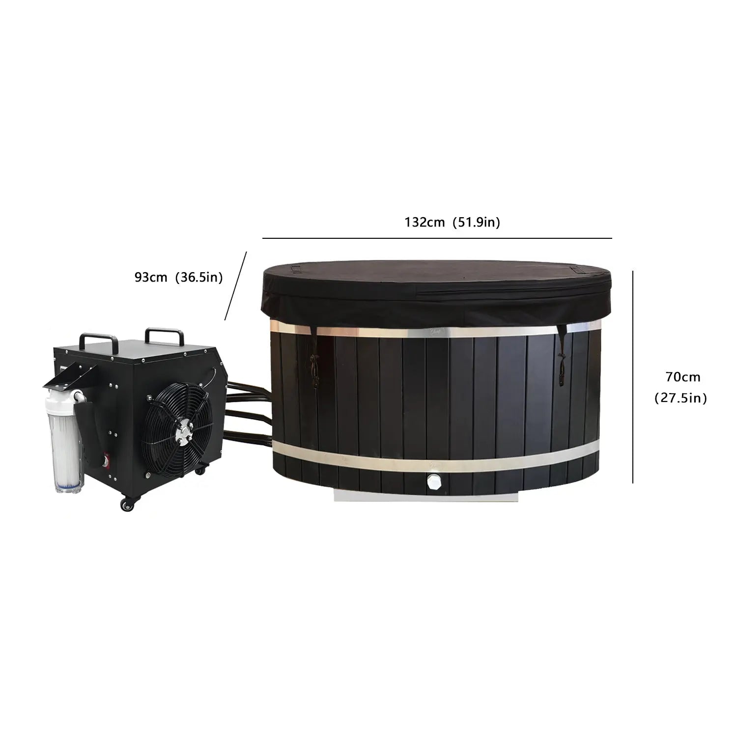 ICE TUB – Black Oval Red Cedar Cold Plunge Tub with Chiller for Recovery & Thermal Contrast Therapy