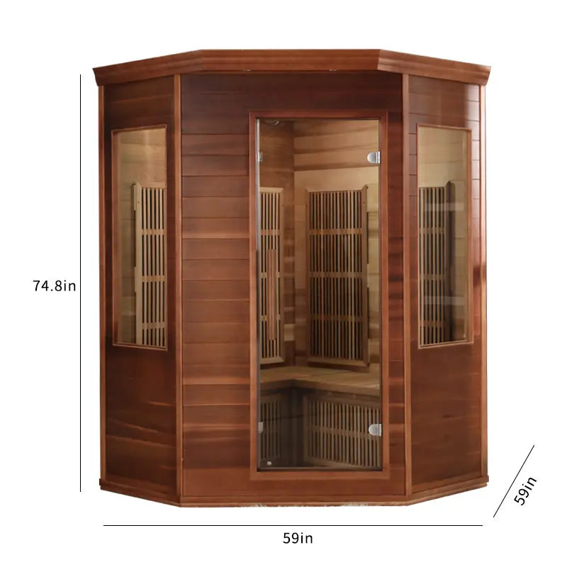 2-3 Person Far Infrared Sauna – Home Sauna Cabin with Oxygen Ionizer & Color Therapy Lights