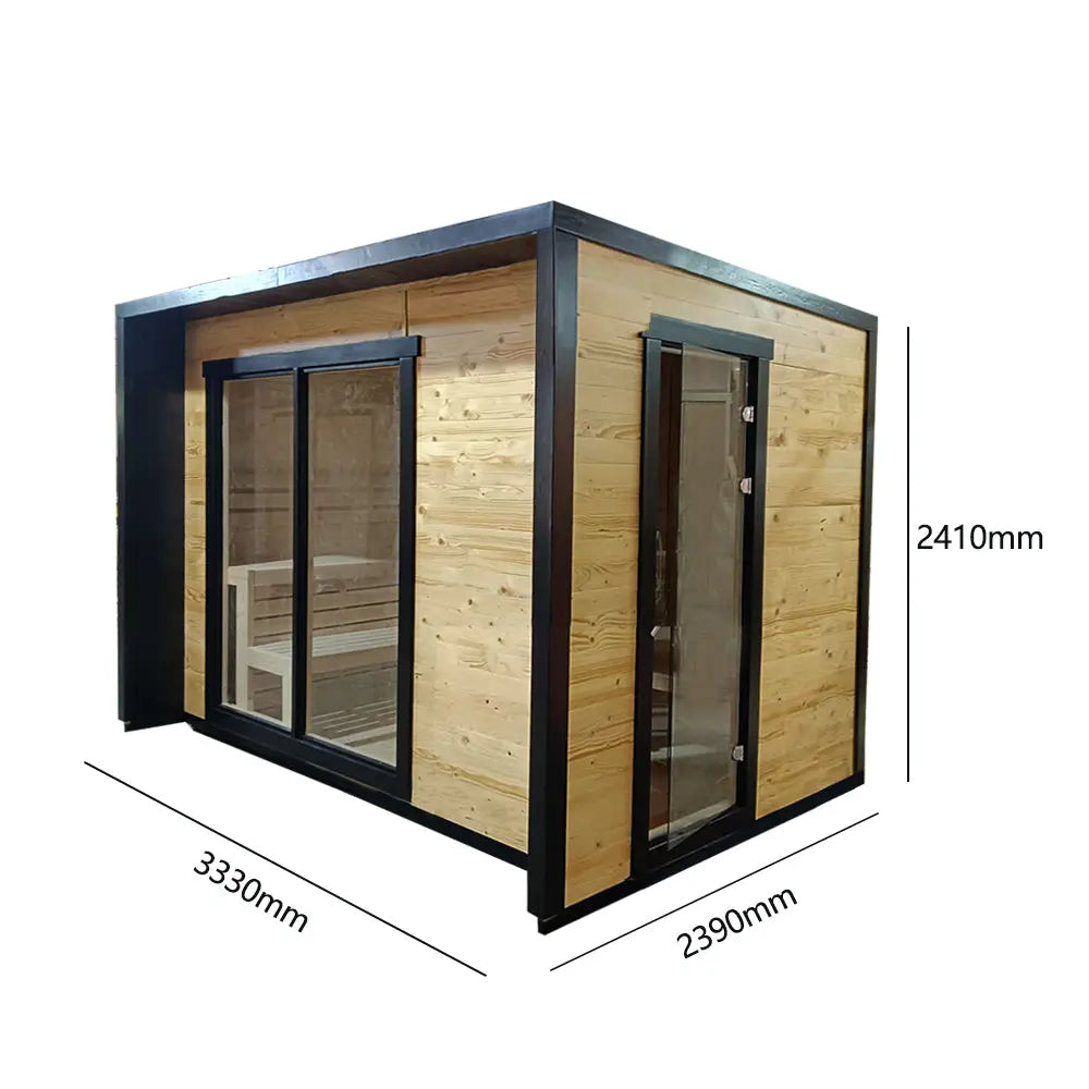 6-Person Square Luxury Outdoor Sauna with Private Changing Room – Premium Backyard Wellness