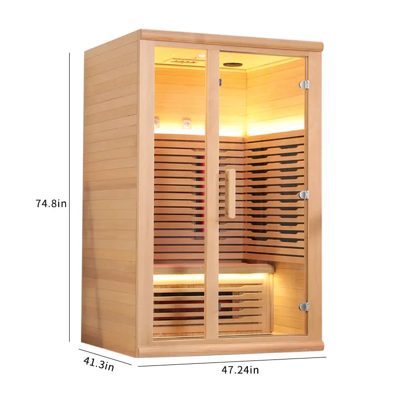 Far Infrared Sauna – Premium 1–2 Person Home Wellness Cabin with Chromotherapy & Oxygen Ionizer