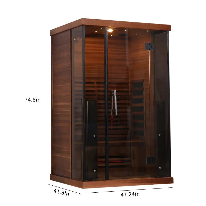 2-Person Far Infrared Sauna – Compact Home Sauna Cabin with Oxygen Ionizer & Color Therapy Lights