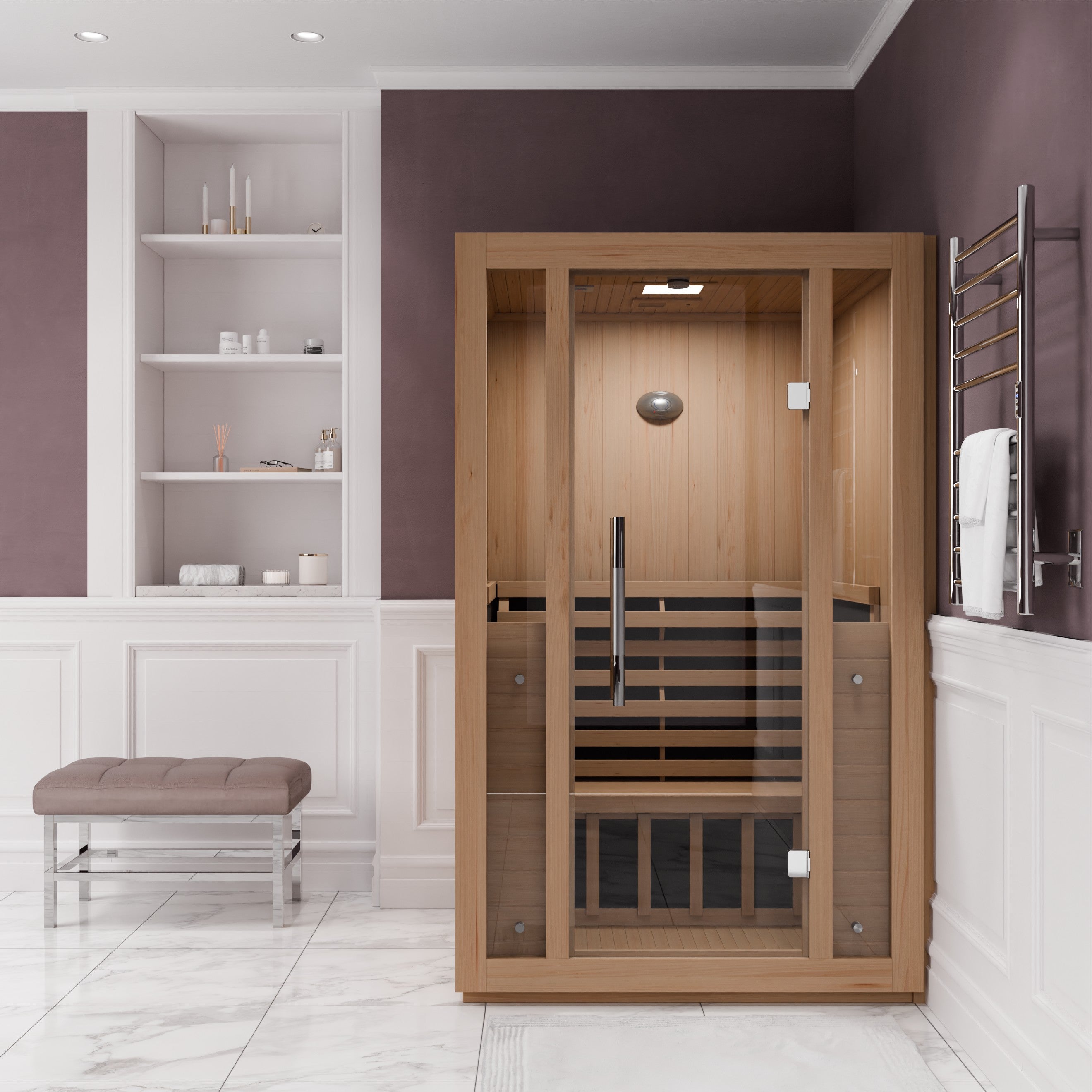 Fiji 2-Person Indoor FAR Infrared Sauna – Hemlock Wood with Carbon Heating Panels & LED Control System