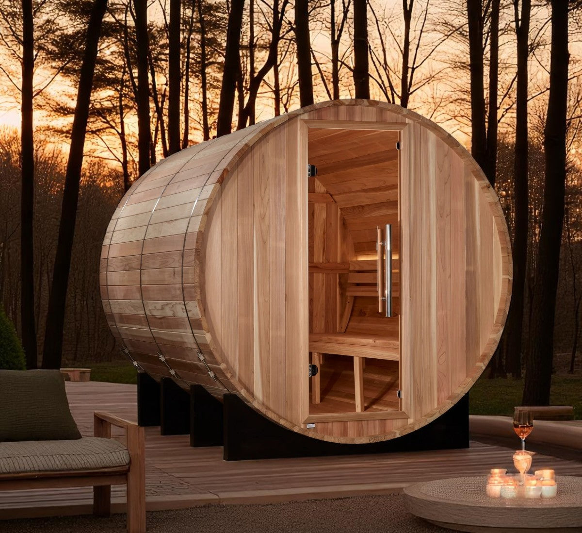Golden Designs "Klosters" Large Barrel Traditional Sauna