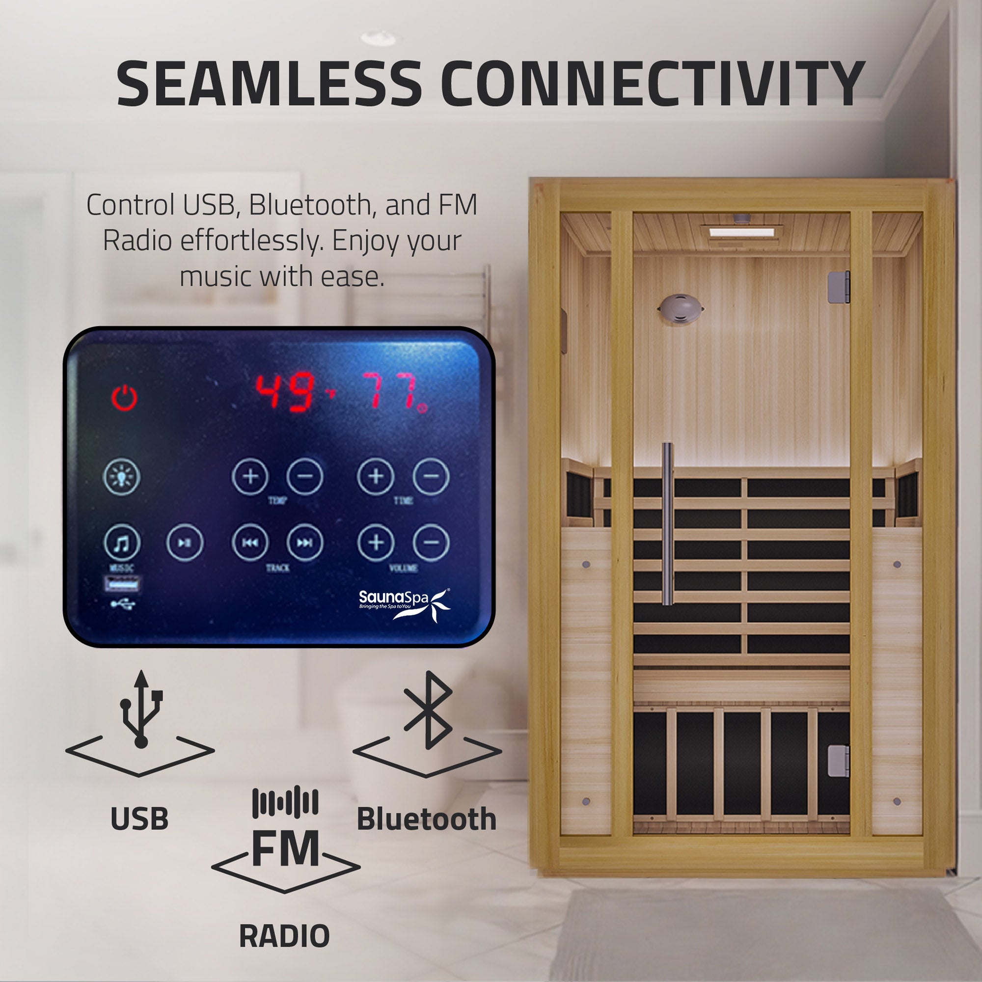 Fiji 2-Person Indoor FAR Infrared Sauna – Hemlock Wood with Carbon Heating Panels & LED Control System