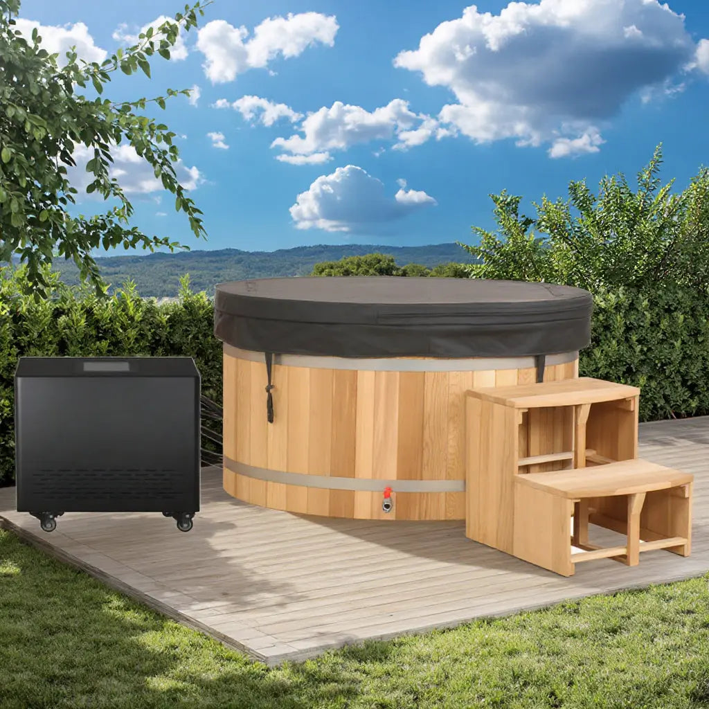 ICE TUB – 2-Person Oval Cold Plunge for Recovery & Wellness, Red Cedar Ice Bath with Chiller