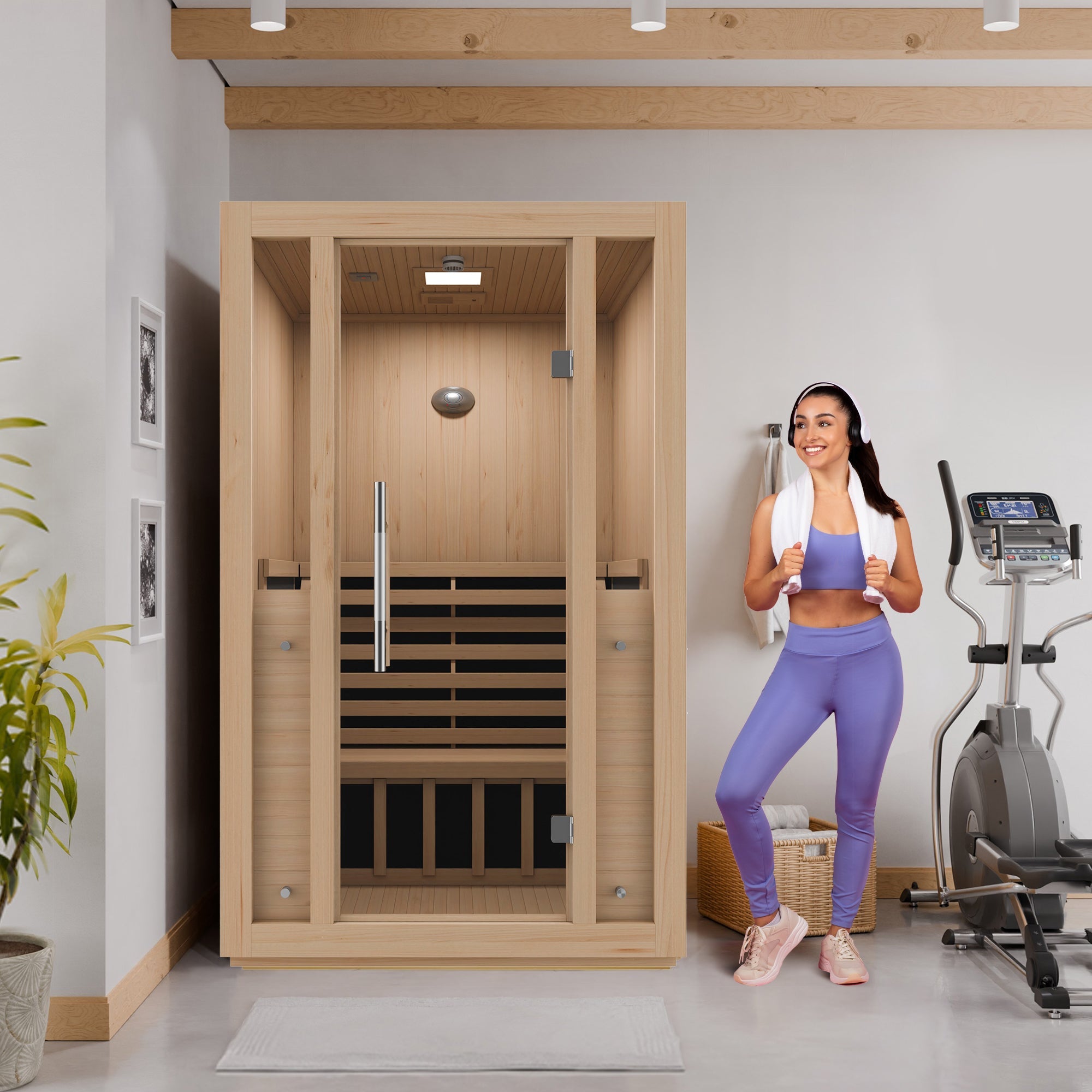 Fiji 2-Person Indoor FAR Infrared Sauna – Hemlock Wood with Carbon Heating Panels & LED Control System